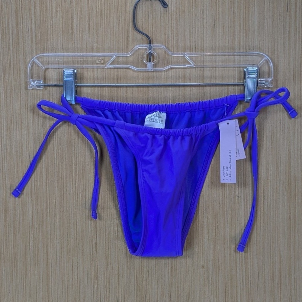 Wild Fable‎ Purple Side Tie Bikini Bottom High Leg Cheeky XXS Beach Swim New